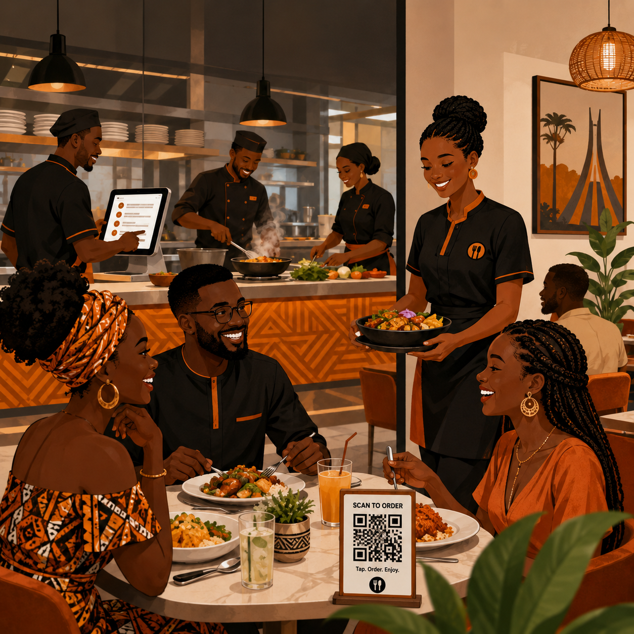 Vue cuisine RESTO 225 avec suivi des commandes